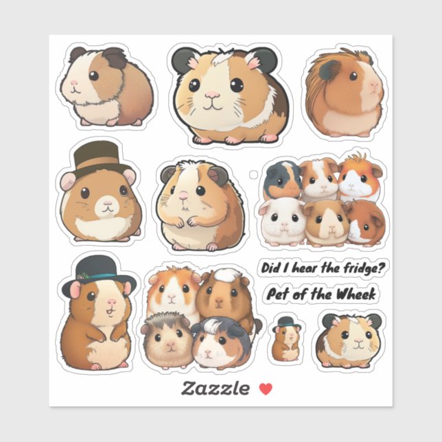 Guinea Pig Pet of the Wheek, Guinea Pig Stickers (Sheet)