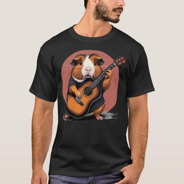 Guinea Pig playing Acoustic Guitar, Guinea Pig Gui T-Shirt (Front)
