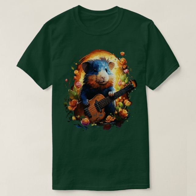 Guinea Pig Playing Guitar T-Shirt (Design Front)