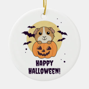 Guinea Pig Pumpkin Sweet Animals Happy Halloween C Ceramic Ornament