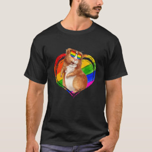 Guinea Pig Rainbow Heart Animal   Gay Pride Lgbt T-Shirt