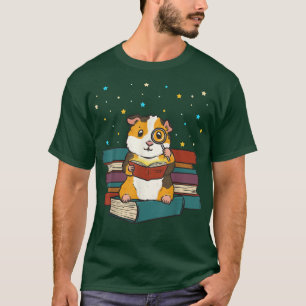 Guinea Pig Reading Books Gift Librarian Nerd Book T-Shirt