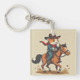 Guinea Pig Riding A Horse Key Ring