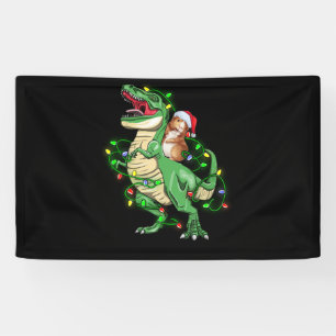 Guinea Pig Riding Christmas Light T Rex Dinosaur Banner