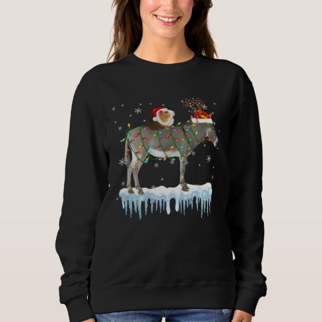 Guinea Pig Riding Donkey Reindeer Santa Christmas  Sweatshirt (Front)