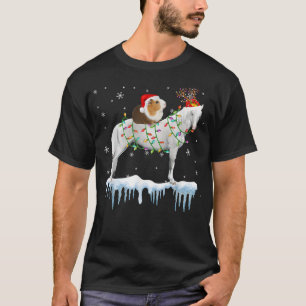 Guinea Pig Riding Horse Reindeer Santa Christmas L T-Shirt
