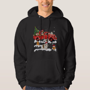 Guinea Pig Riding Red Truck Merry Christmas X-mas  Hoodie