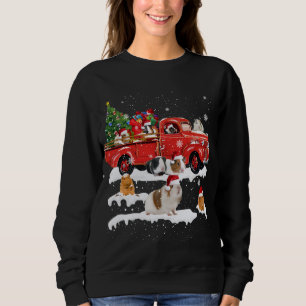 Guinea Pig Riding Red Truck Merry Christmas X-mas Sweatshirt