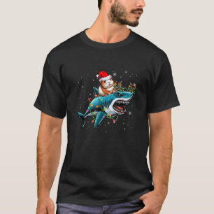 Guinea Pig Riding Reindeer Shark Christmas Lights  T-Shirt