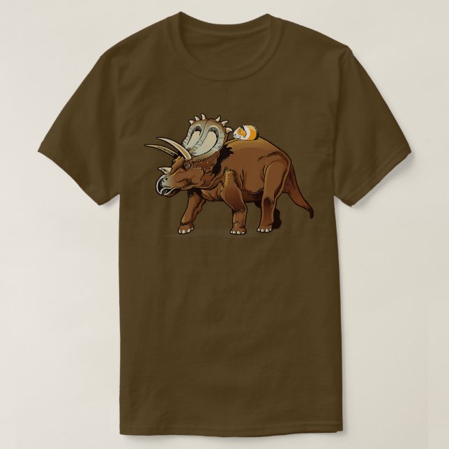 Guinea Pig Riding Triceratops Dinosaur Funny Graph T-Shirt (Design Front)