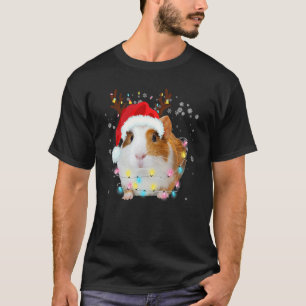 Guinea Pig Santa Hat reindeer antlers Lights Chris T-Shirt