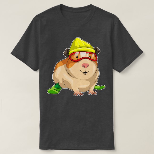 Guinea Pig Skier Ski  T-Shirt (Design Front)