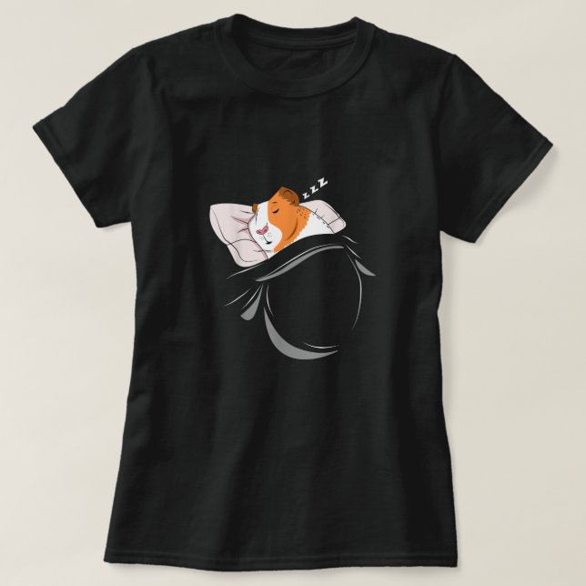 Guinea Pig Sleeping Cavy Nap Pjs Outfit Gift Guine T-Shirt (Design Front)