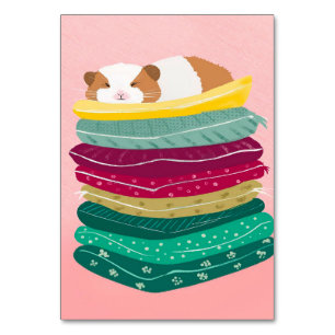 Guinea Pig Sleeping Cute Animals Pet Owner Gift Table Number