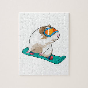 Guinea pig Snowboarder Snowboard Jigsaw Puzzle