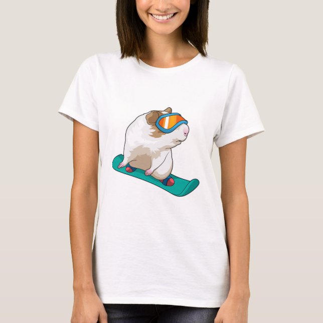 Guinea pig Snowboarder Snowboard T-Shirt (Front)
