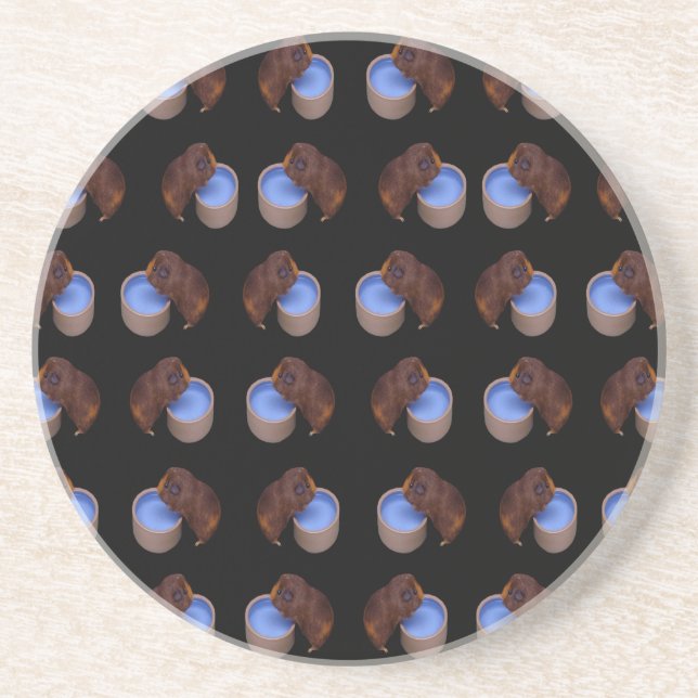 Guinea Pig Standing Drinking Pattern, Coaster (Front)