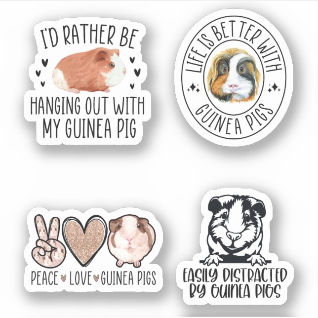 Guinea Pig Sticker Pack, Funny Guinea Pig (Front)