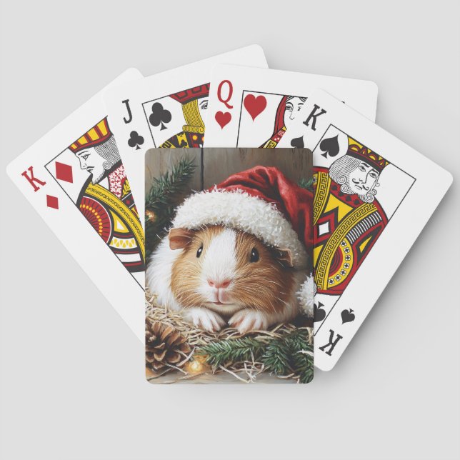 Guinea Pig Wearing a Santa Hat Playing Cards (Back)