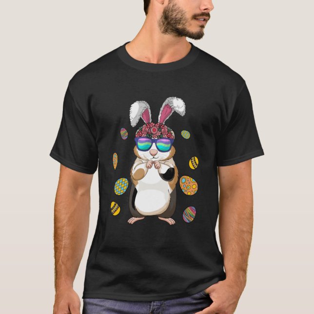 Guinea Pig With Cute Bunny Ears Happy Easter Day E T-Shirt (Front)
