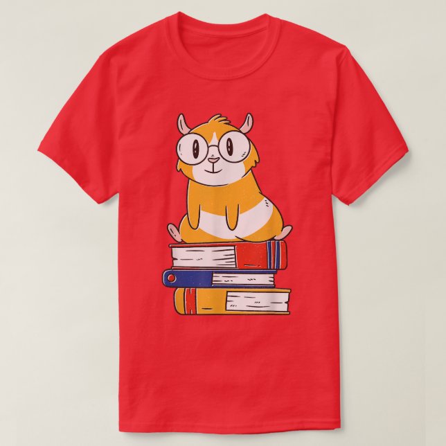 Guinea Pig with Glasses  Book Gift  T-Shirt (Design Front)
