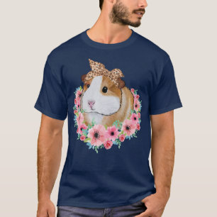 Guinea Pig With Leopard Headband Flower Guinea Pig T-Shirt