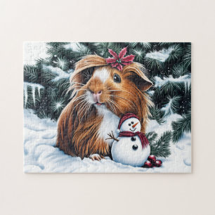Guinea Pig with Snowman Jigsaw Puzzle