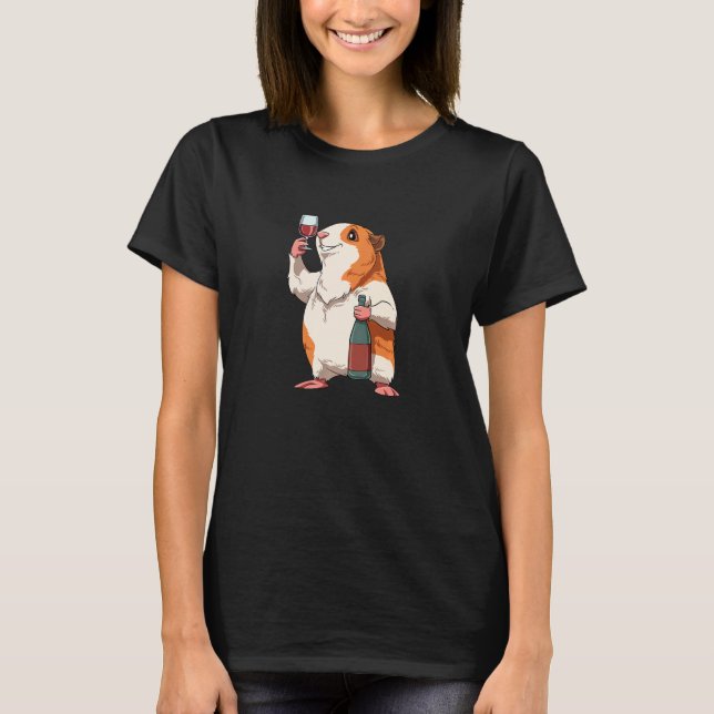 Guinea Pig With Wine for a Guinea Pig T-Shirt (Front)