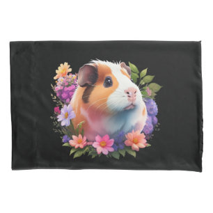 Guinea Pigs and flowers design Pillowcase