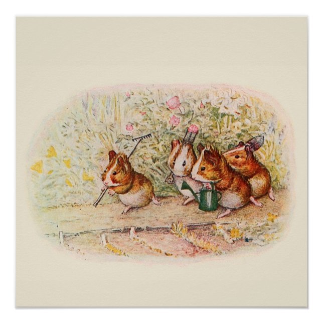 Guinea Pigs and Garden Tools Poster (Front)