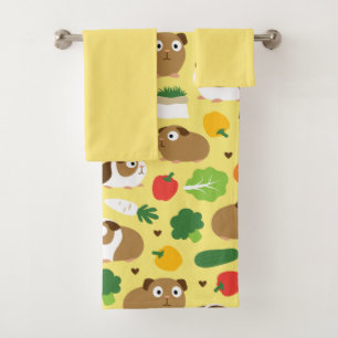 Guinea Pigs And Their Treats Bath Towel Set