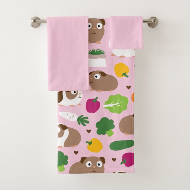 Guinea Pigs And Their Treats Bath Towel Set (Insitu)