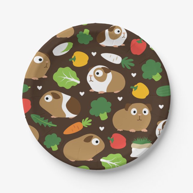 Guinea Pigs And Their Treats Paper Plate (Front)