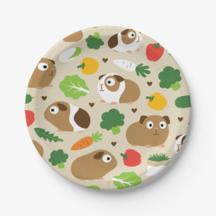 Guinea Pigs And Their Treats Paper Plate
