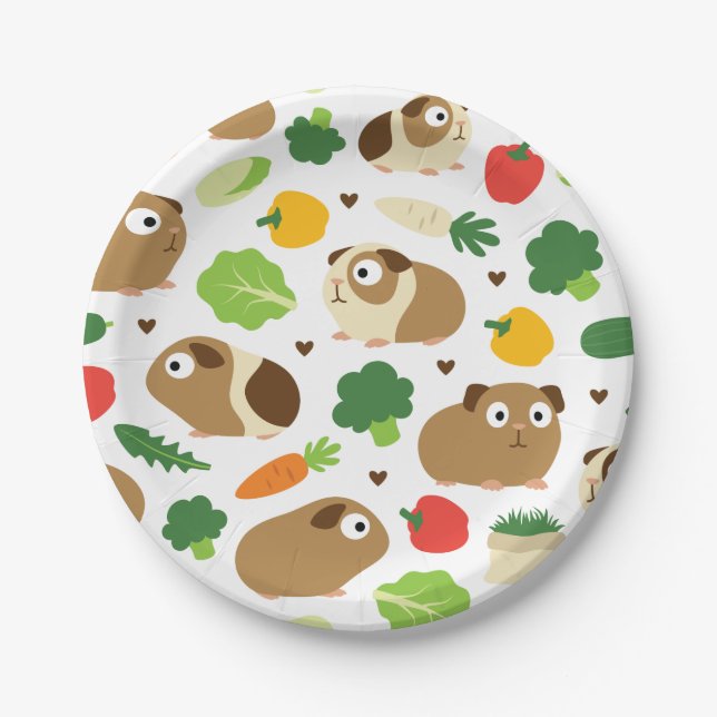 Guinea Pigs And Their Treats Paper Plate (Front)