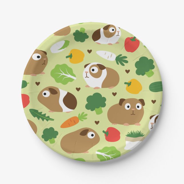 Guinea Pigs And Their Treats Paper Plate (Front)