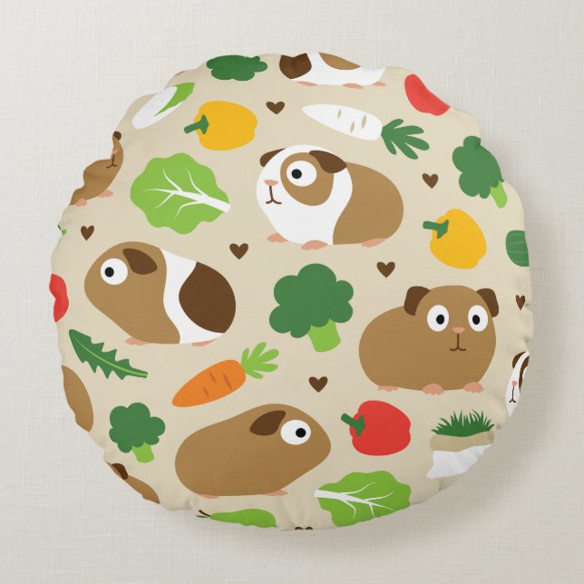 Guinea Pigs And Their Treats Round Cushion (Front)