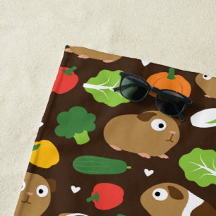 Guinea Pigs And Their Treats Seamless Pattern Beach Towel