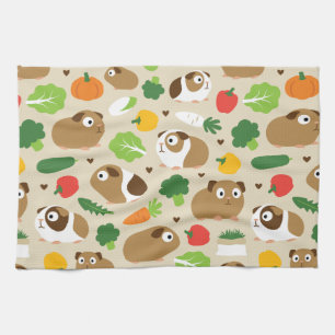 Guinea Pigs And Their Treats Tea Towel