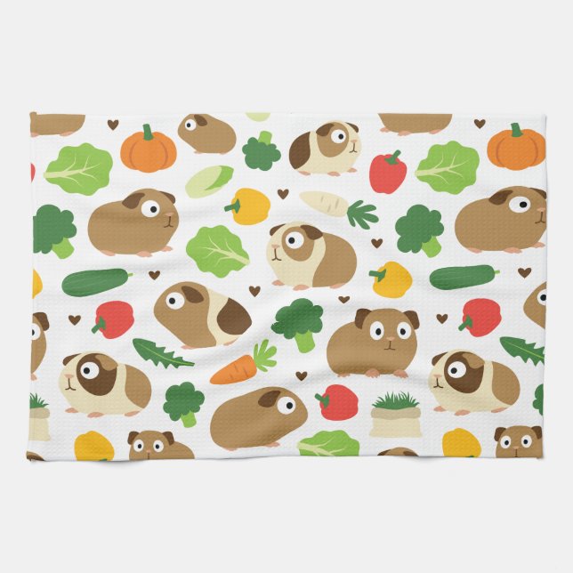 Guinea Pigs And Their Treats Tea Towel (Horizontal)