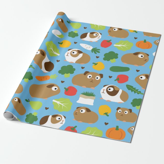 Guinea Pigs And Their Treats Wrapping Paper (Unrolled)