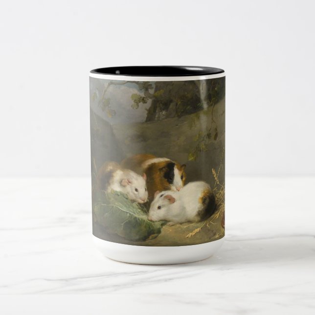 Guinea Pigs (by George Morland) Two-Tone Coffee Mug (Center)