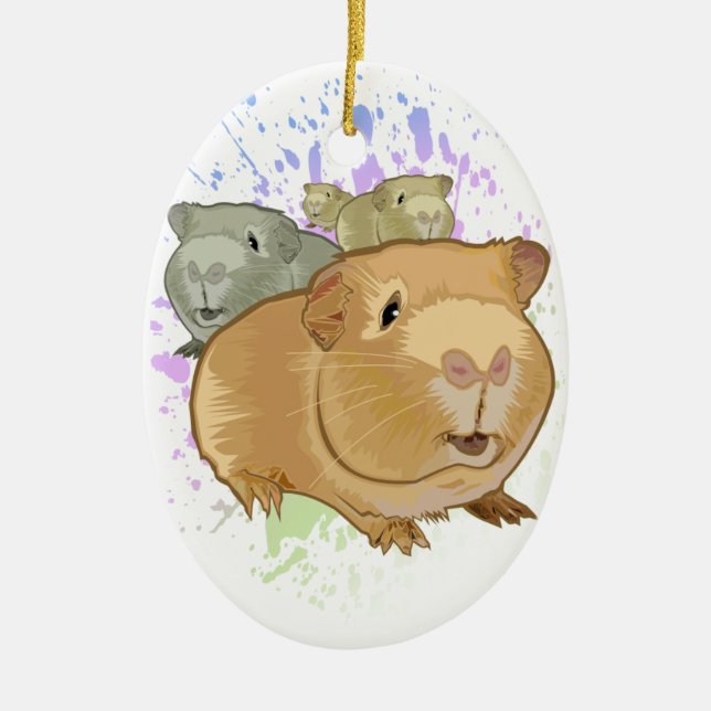 Guinea Pigs Ceramic Ornament (Front)
