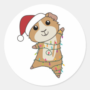 Guinea Pigs Christmas Winter Animals Classic Round Sticker