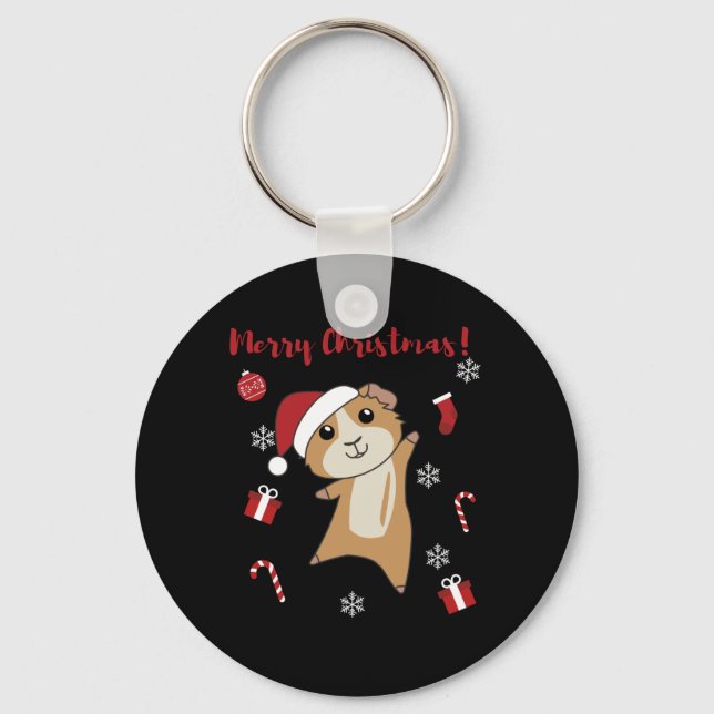 Guinea Pigs Christmas Winter Animals Key Ring (Front)