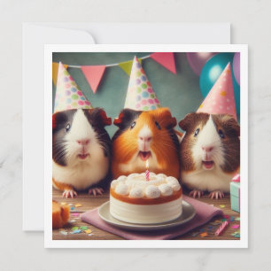 Guinea pigs eating cake birthday invitation