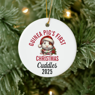 Guinea Pig's First Christmas 2025 Ceramic Ornament
