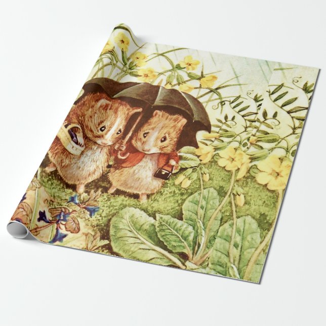 Guinea Pigs Go Shopping by Beatrix Potter Wrapping Paper (Unrolled)