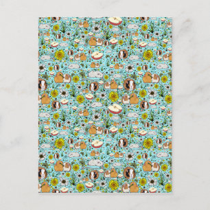 Guinea Pigs in Blue Postcard