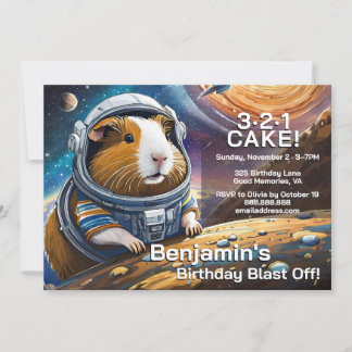 Guinea Pigs in Space, Countdown to Cake Birthday I Invitation